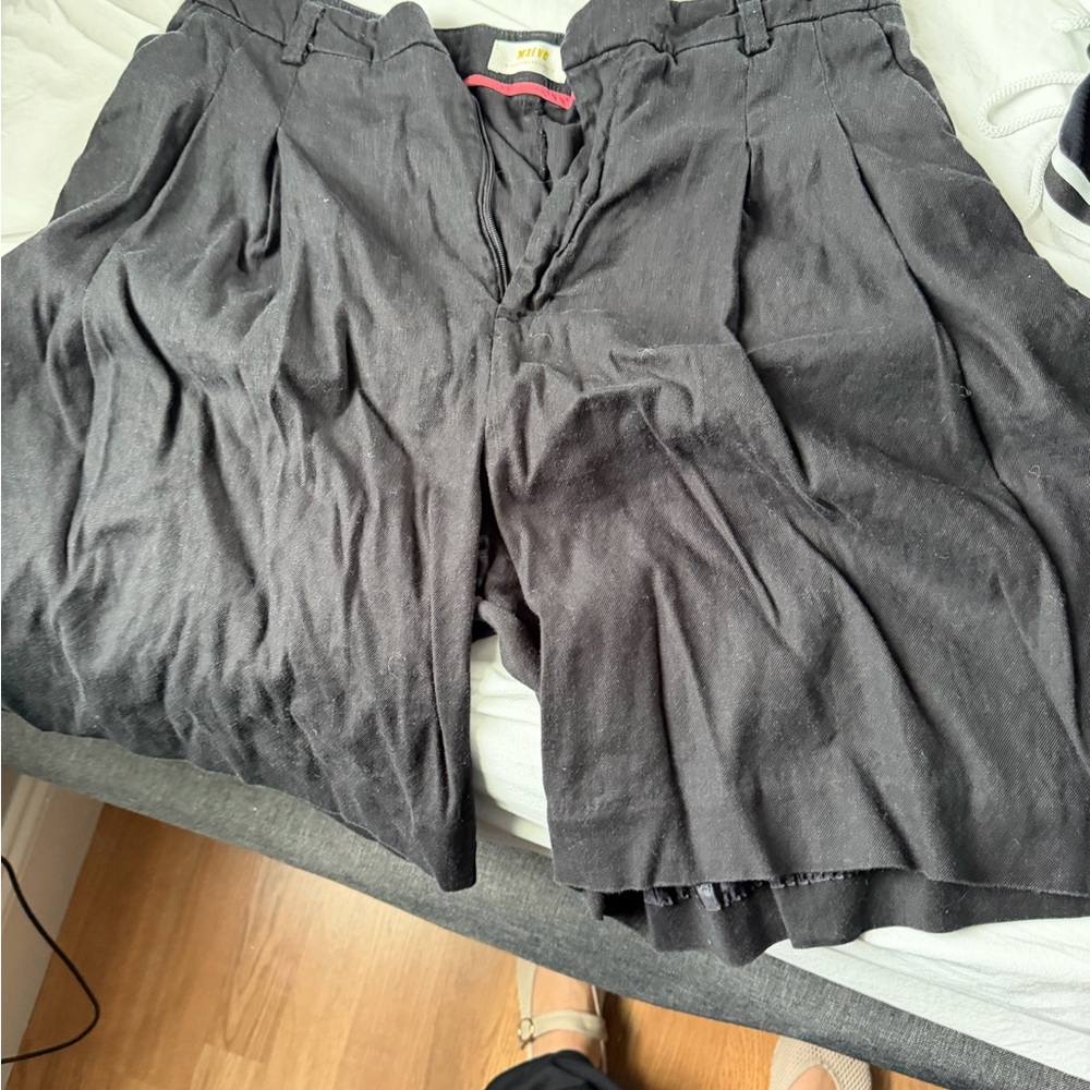 Maeve Black Pleated Bermuda Shorts